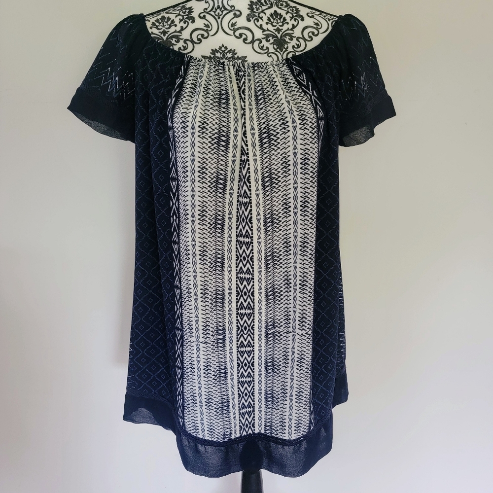 Xhilaration Navy and White Dress XS